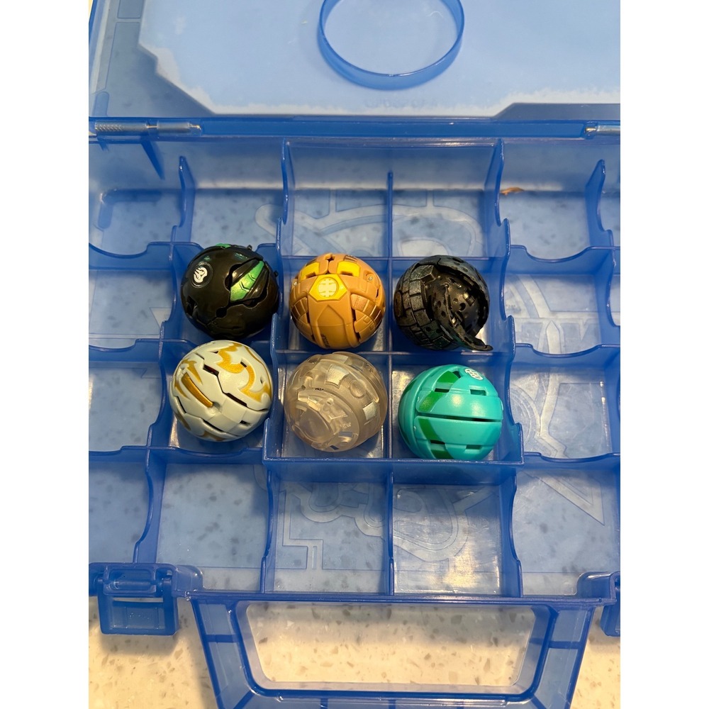 Lot of 6 Bakugan Battle Brawlers with Blue Carrying Case